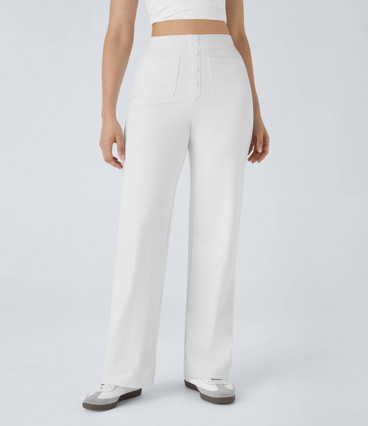 Pantalon taille haute coupe droite DayStretch avec poches