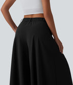 Pantalon culotte décontracté 7/8 à taille mi-haute plissé avec poches