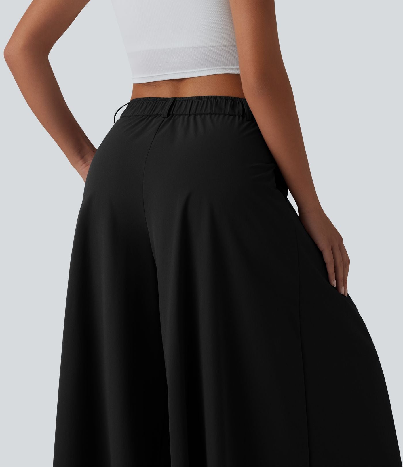 Pantalon culotte décontracté 7/8 à taille mi-haute plissé avec poches