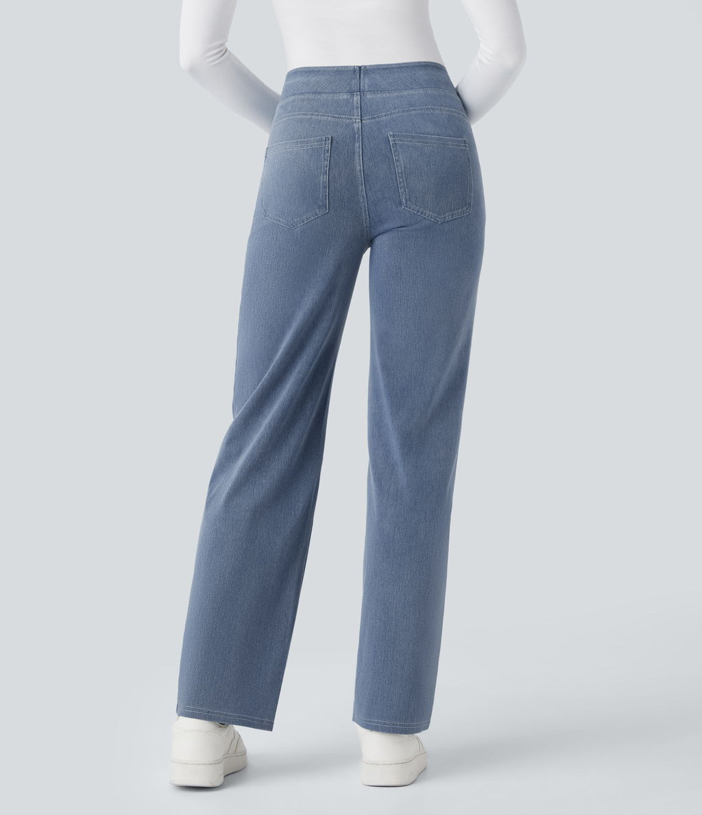 Halara Flex™ Jean Droites Travail en Maille Extensible Taille Haute Plusieurs Poches