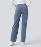 Halara Flex™ Jean Droites Travail en Maille Extensible Taille Haute Plusieurs Poches