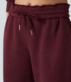 Jogging molleton taille haute repliable avec cordon de serrage et poches