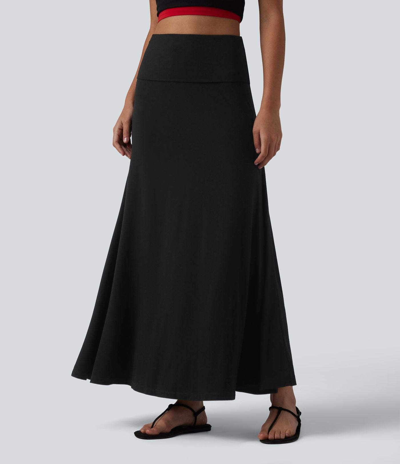 Jupe sirène casual longue taille haute avec ceinture repliable