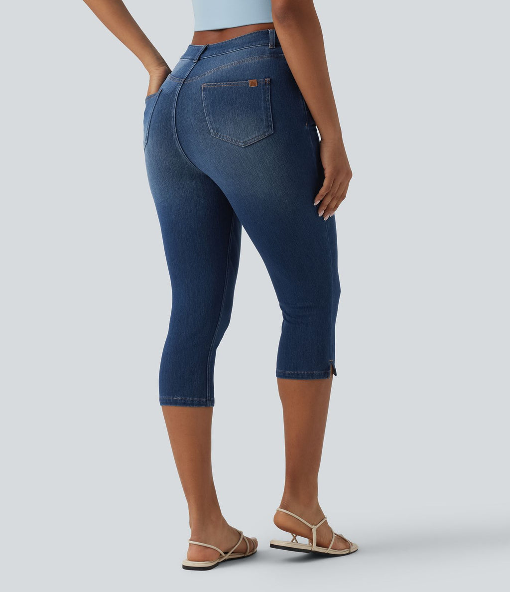 Halara Flex™ Jean slim casual capri taille haute avec fentes et poches