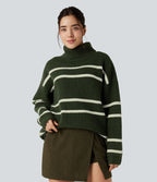 Pull color block col montant manches longues