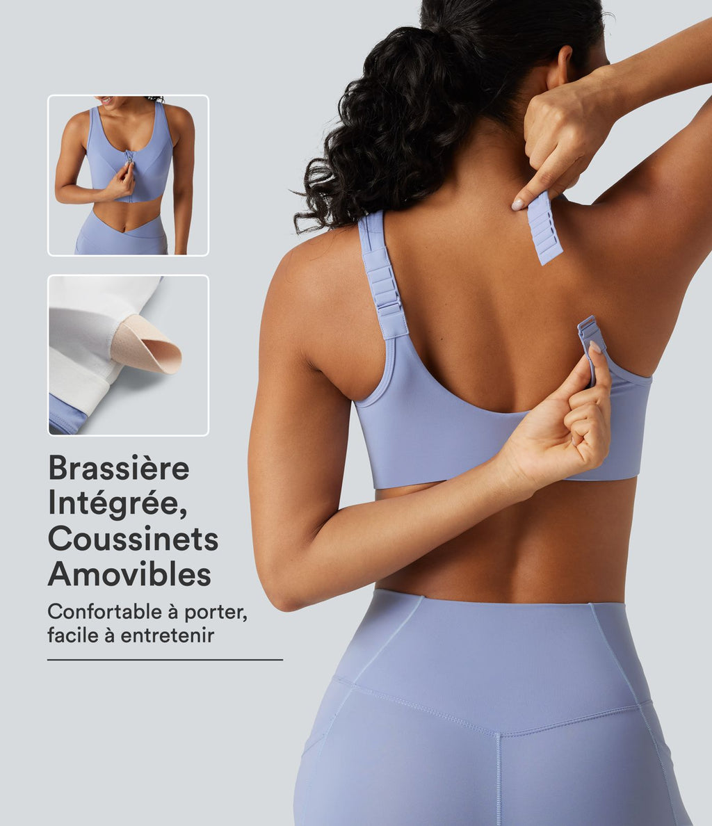 Brassière de yoga Halara UltraSculpt™ maintien moyen zippée avec coussinets amovibles