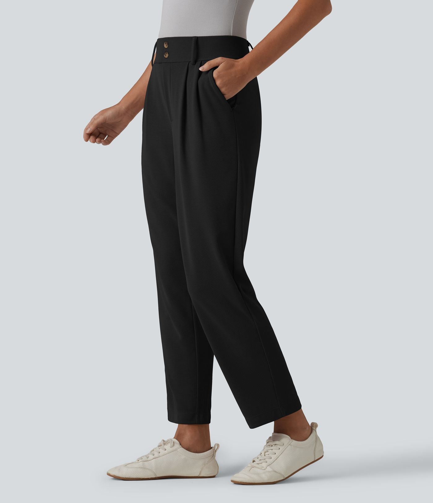 Halara Flex™ Pantalon tailleur fuselé taille haute en tissu gaufré avec poches