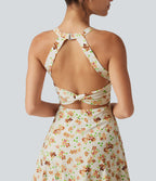 Robe active mini de danse 2-en-1 à petites fleurs, coussinets amovibles, poches et accès facile Easy Peasy