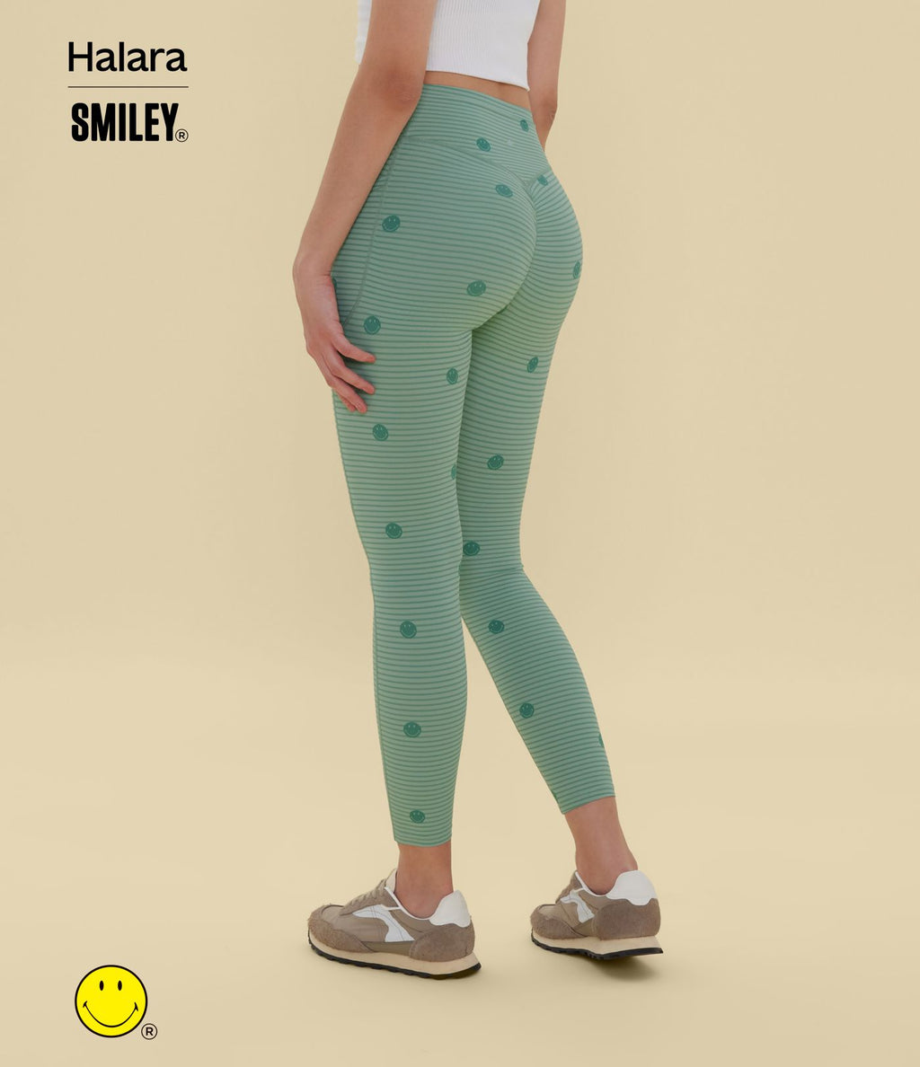 Legging de training Halara X Smiley® Halara UltraSculpt™ imprimé rayures taille haute push-up froncé ventre plat avec poches