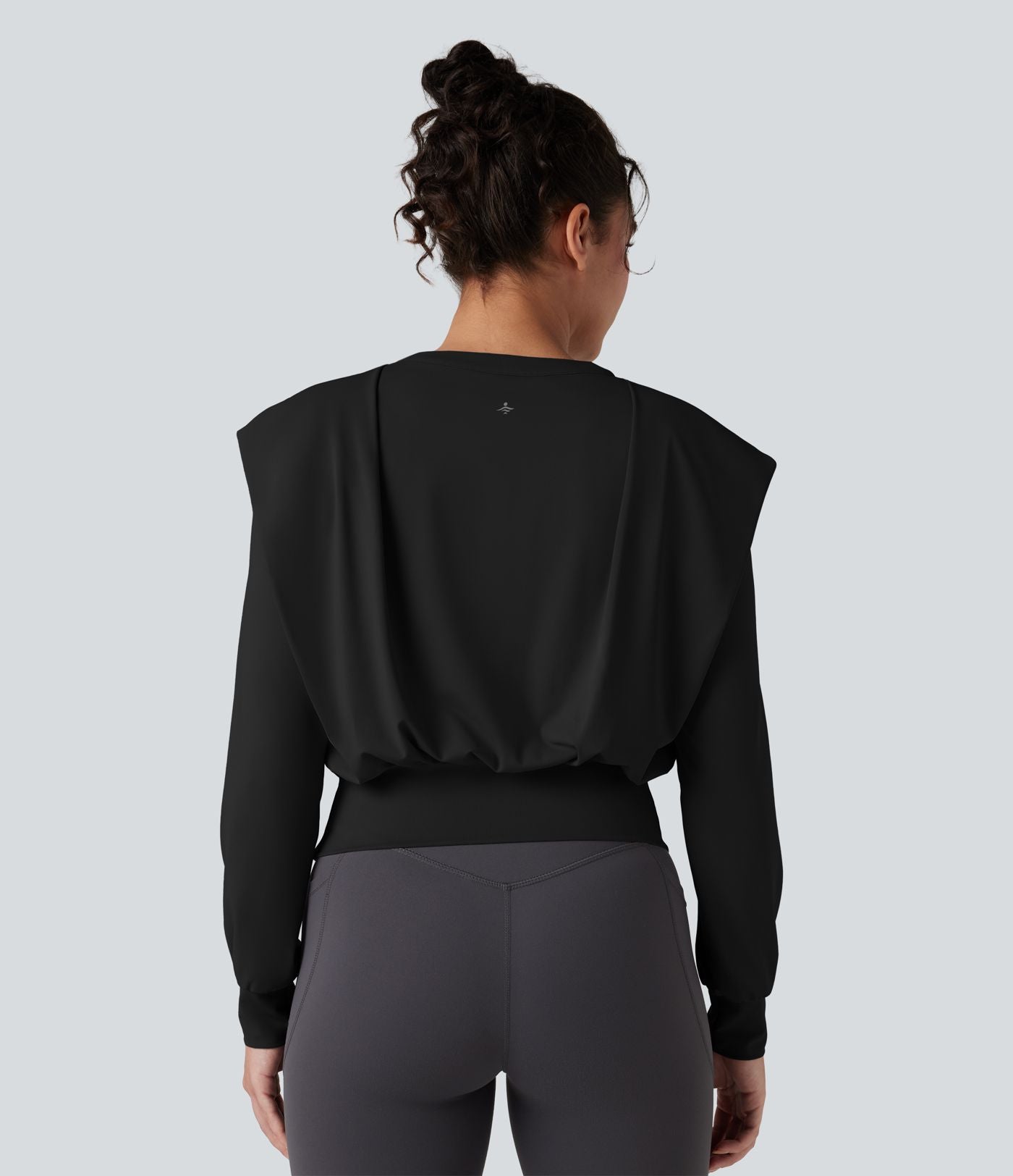 Top de sport yoga col cranté manches longues