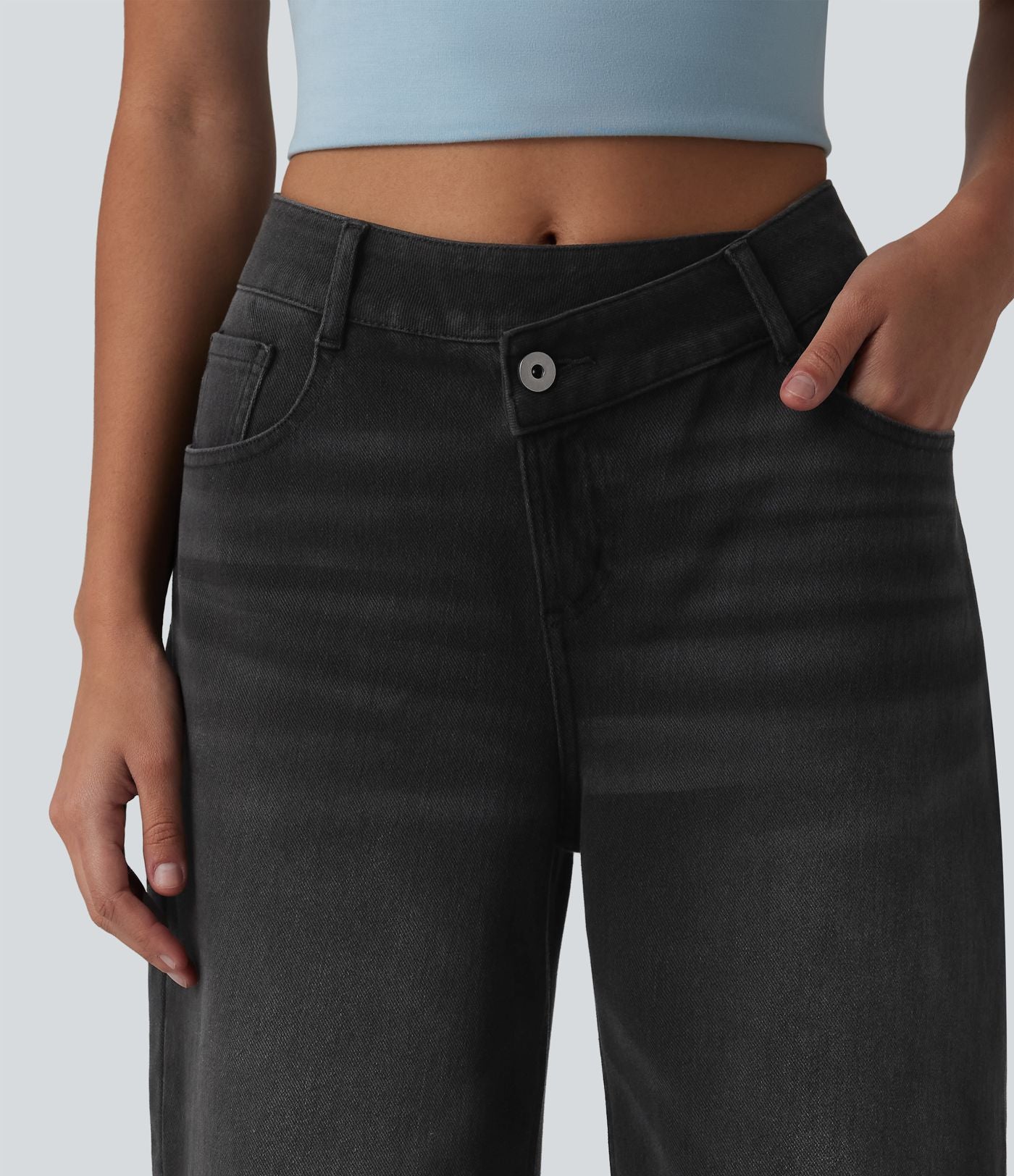 Jean large décontracté Halara Flex™ asymétrique taille mi-haute avec poches
