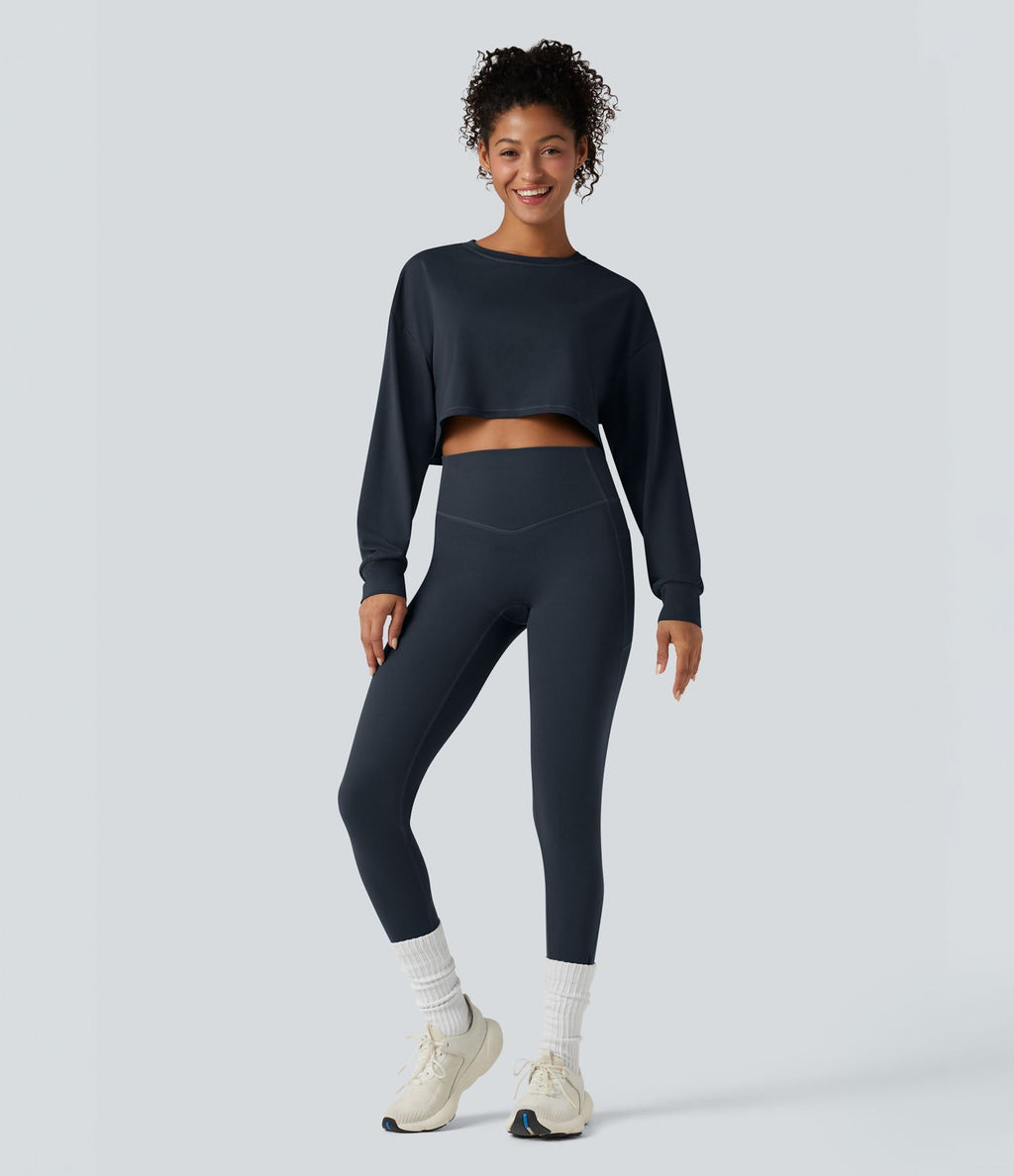 Top de sport yoga court col rond manches chauve-souris