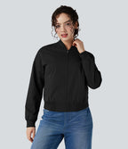 Veste bomber fermeture éclair coupe décontractée avec poches