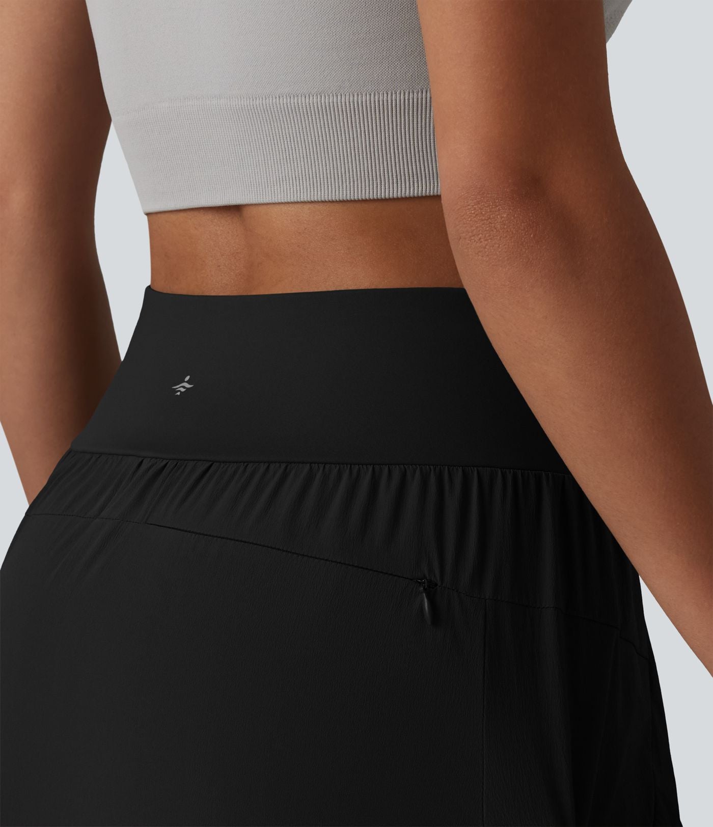 Jupe-short mini 2-en-1 taille haute ourlet arrondi avec poches pour la randonnée