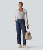 Halara Flex™ Pantalon tailleur fuselé taille haute en tissu gaufré avec poches