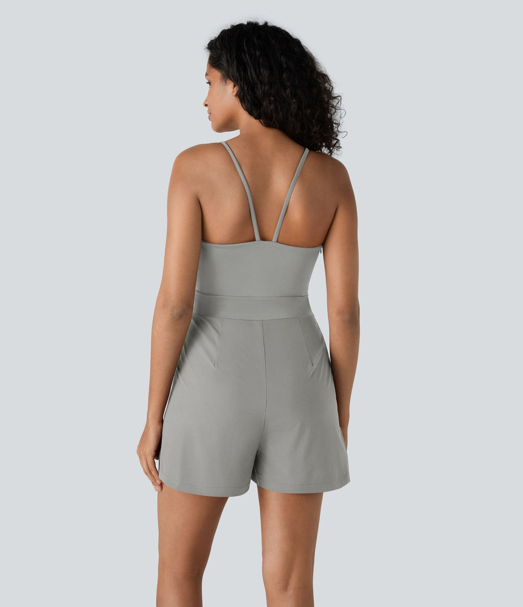 Breezeful™ Combishort Dos Nu Poche Zippée Invisible Sur le Côté Jambe Large Séchage Rapide