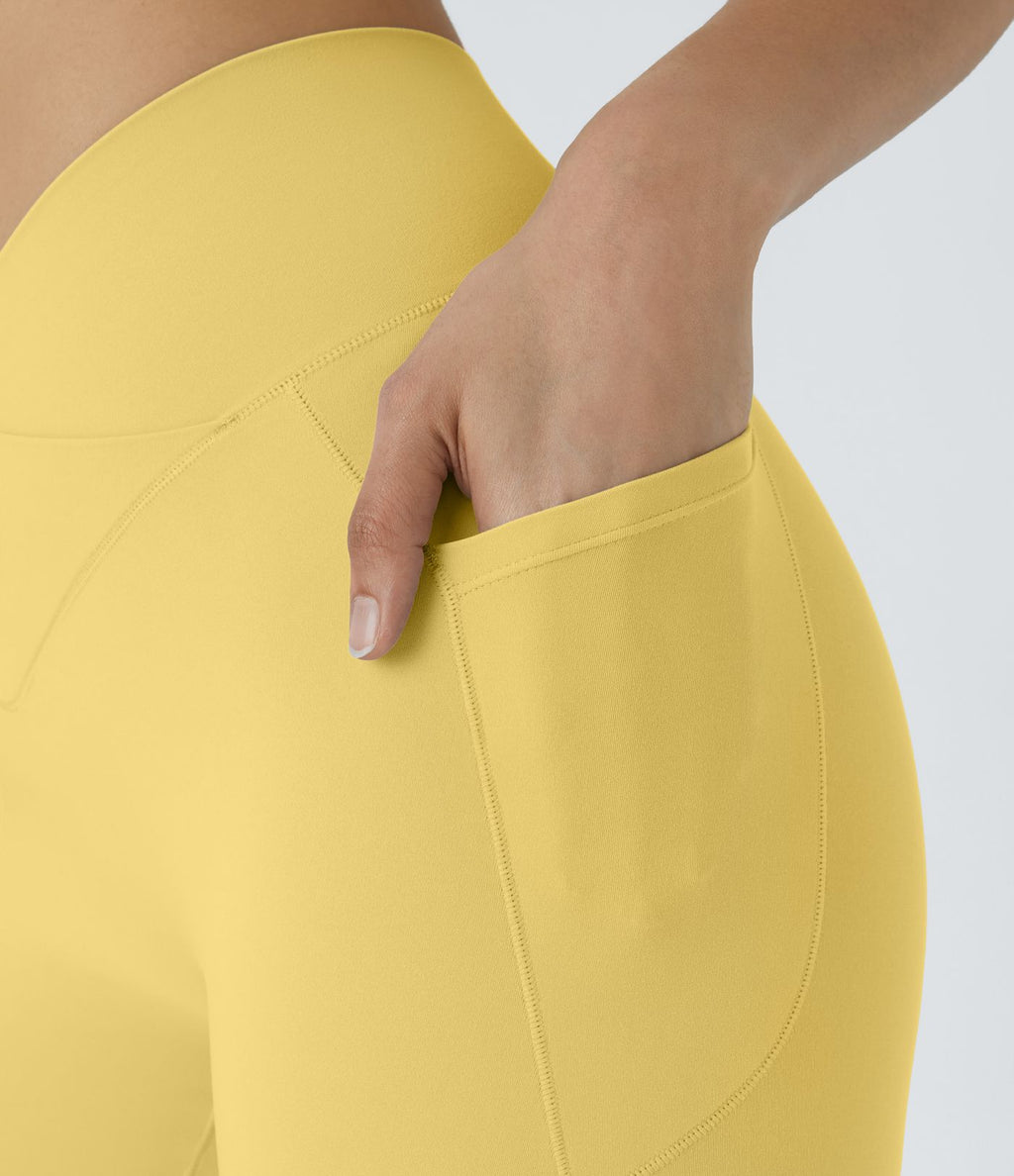 Softlyzero™ Short 17,5cm Yoga Taille Haute Crossover avec Poches Latérales