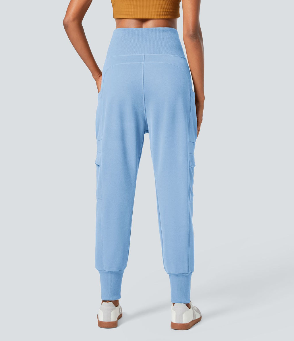 Jogging jogging cargo sarouel en polaire taille haute avec poches multiples