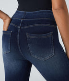 Leggings 7/8 décontractés en denim taille haute avec poches Halara Flex™