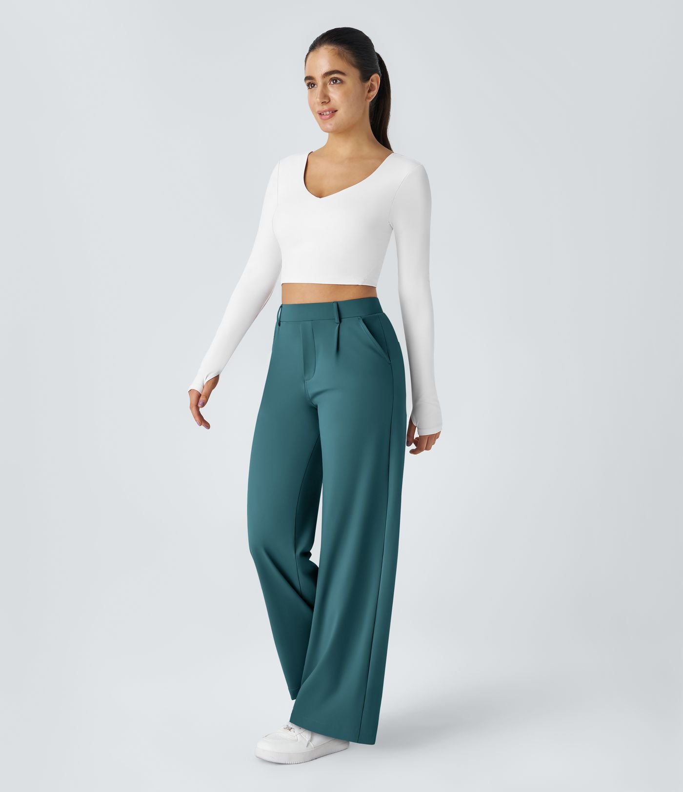 Pantalon tailleur Halara Flex™ DayStretch coupe droite taille haute avec poches