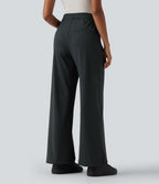 Pantalon de travail droit taille haute à rayures avec poches
