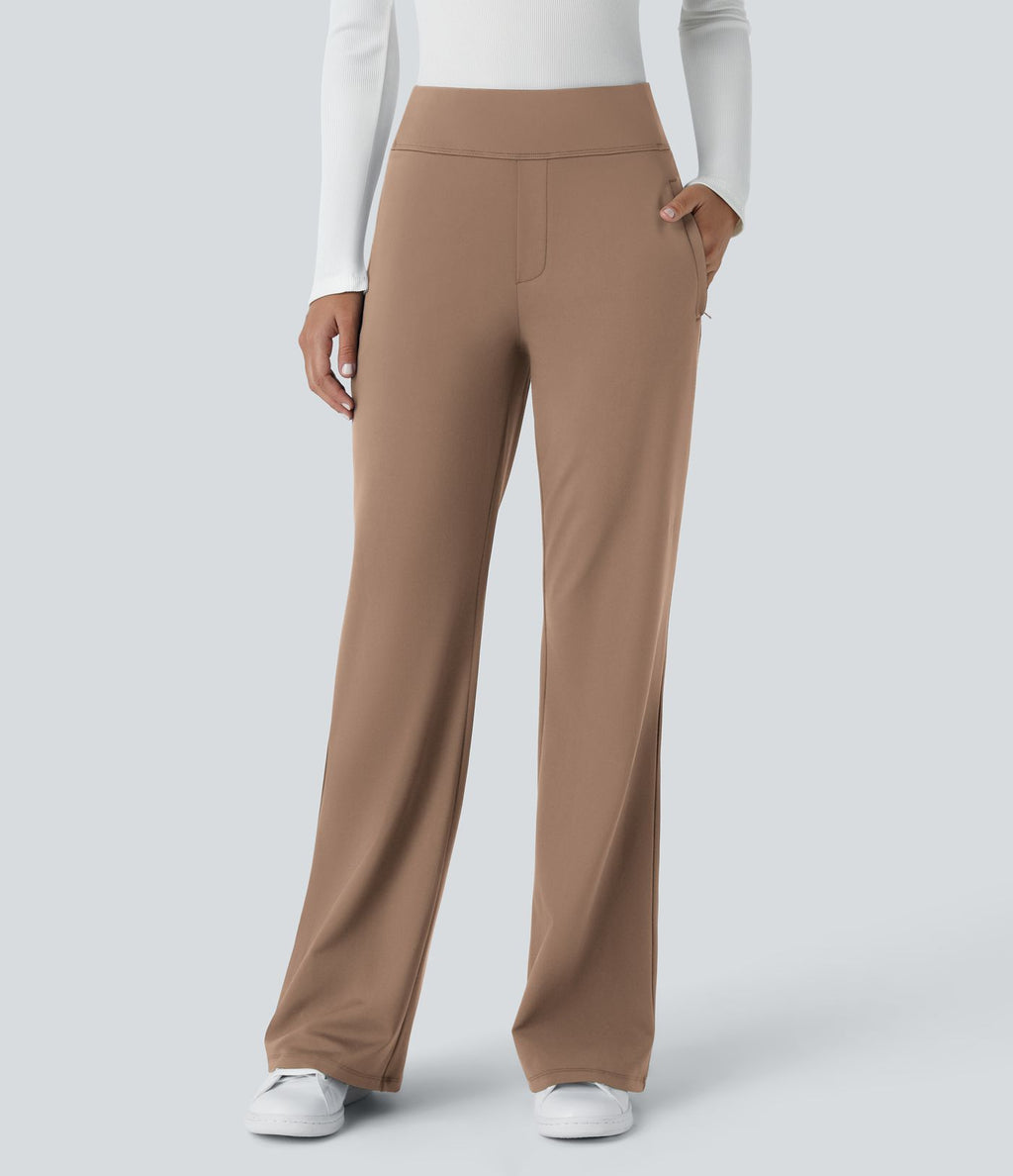 Pantalon tailleur évasé taille mi-haute Halara Flex™ DayStretch avec zip latéral et poches
