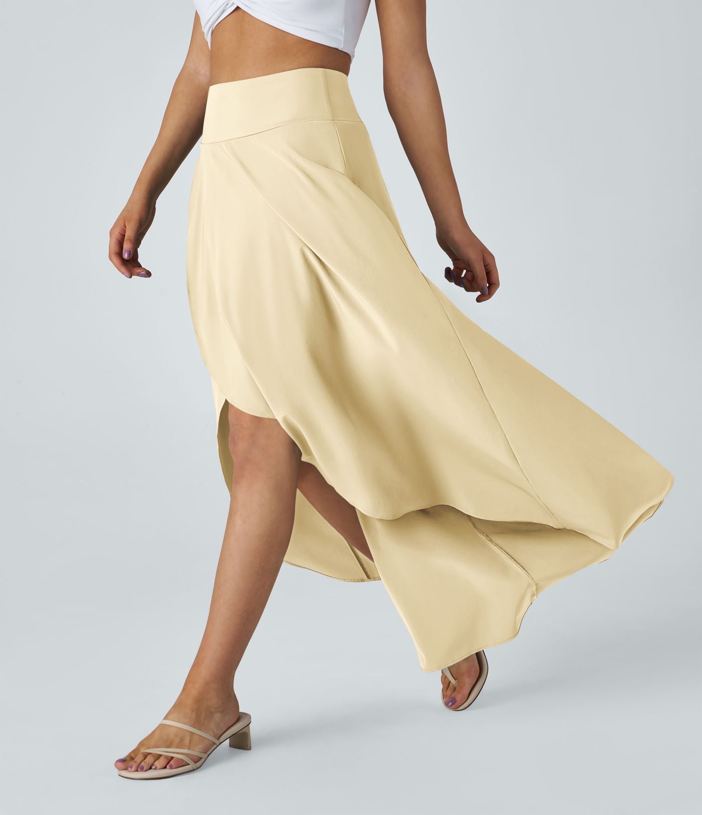 Jupe Longue Casual Breezeful™ Taille Haute à Volants 2en1 Fluide Sèchement Rapide Quotidien Maxi