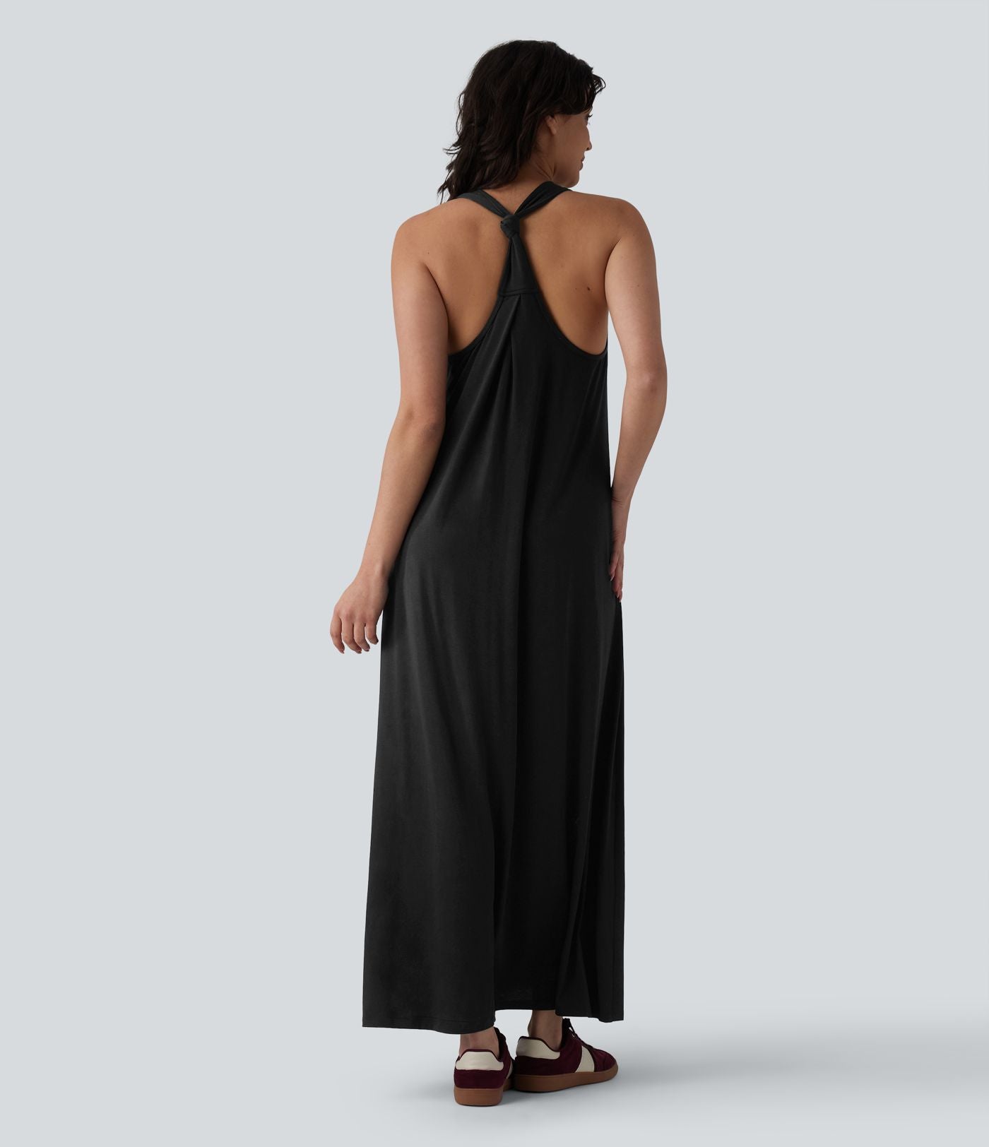 Robe longue fluide casual col U