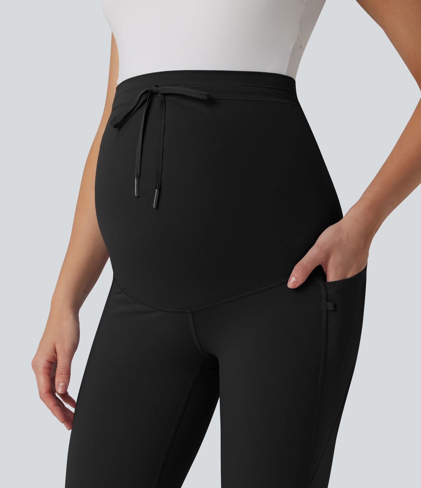 Halara UltraSculpt™ Legging yoga maternité 7/8 uni taille ultra haute à cordon de serrage avec poches