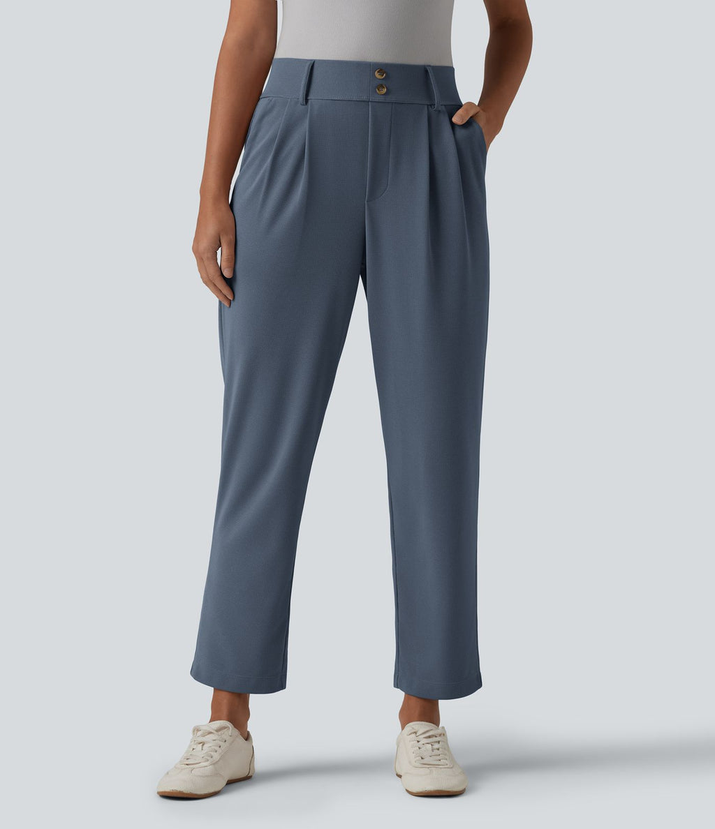 Halara Flex™ Pantalon tailleur fuselé taille haute en tissu gaufré avec poches