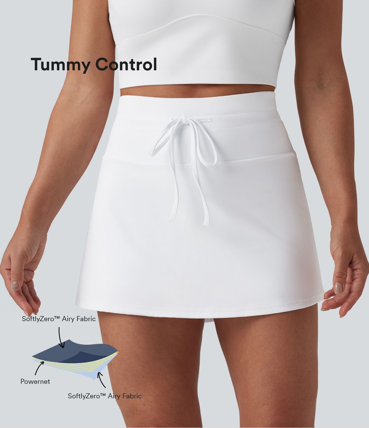 Jupe de tennis SoftlyZero™ Airy mini 2-en-1 gainante taille haute à cordon de serrage et effet frais InstantCool avec poches