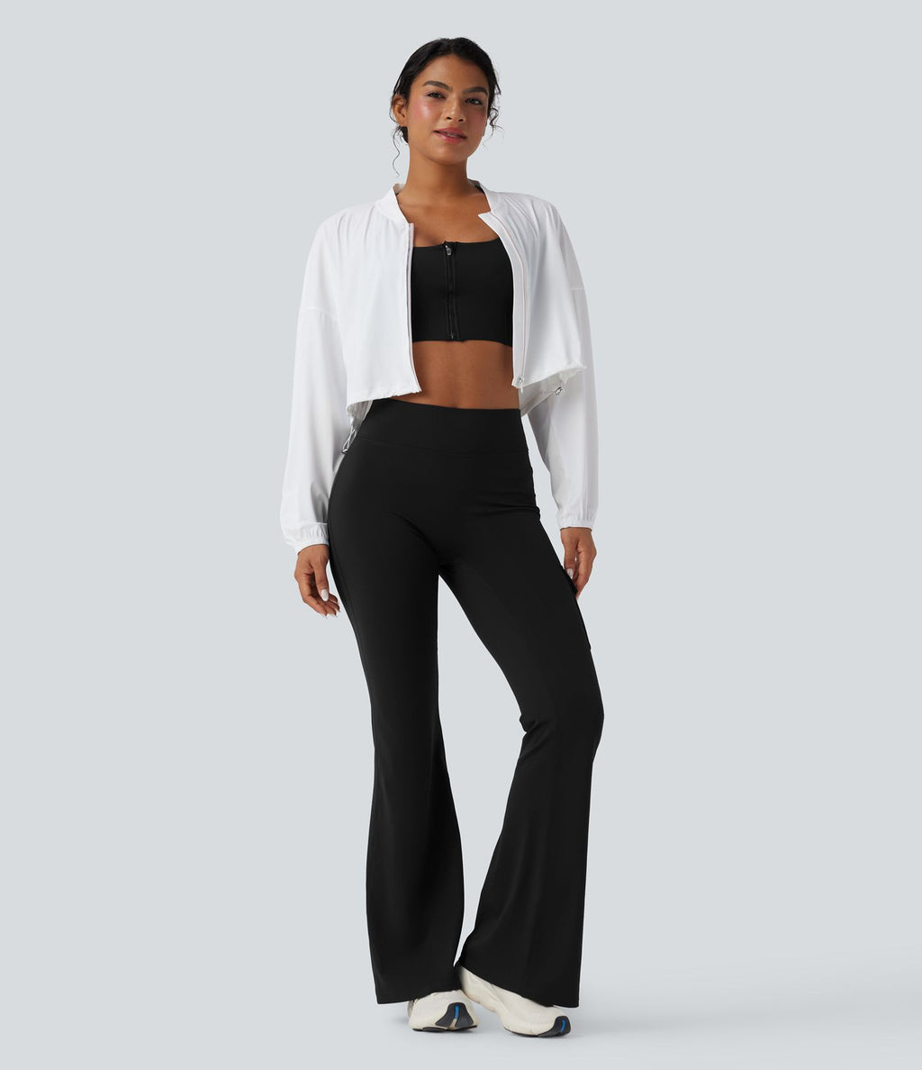Pantalon évasé d'entraînement gainant froncé taille haute DayStretch avec poches