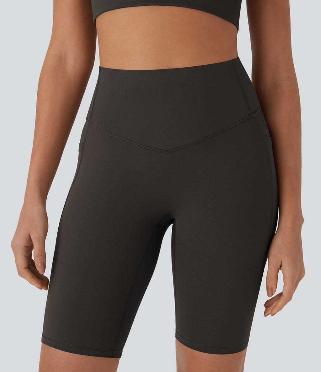 Short cycliste 22,8 cm d'entraînement gainant taille haute avec poches Halara UltraSculpt™