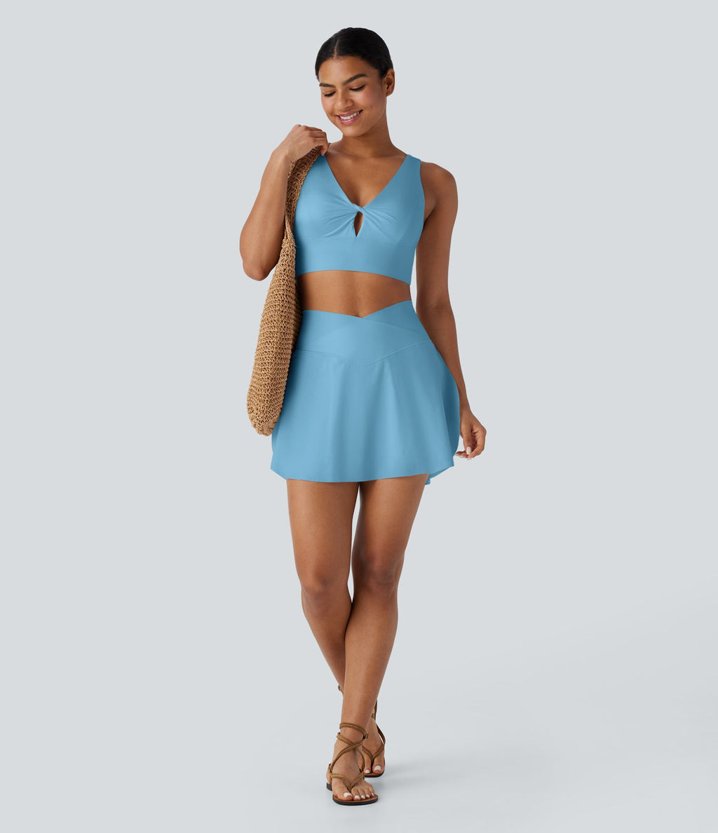 Jupe-short 2-en-1 mini de vacances taille haute croisée à séchage rapide avec poches latérales effet frais InstantCool