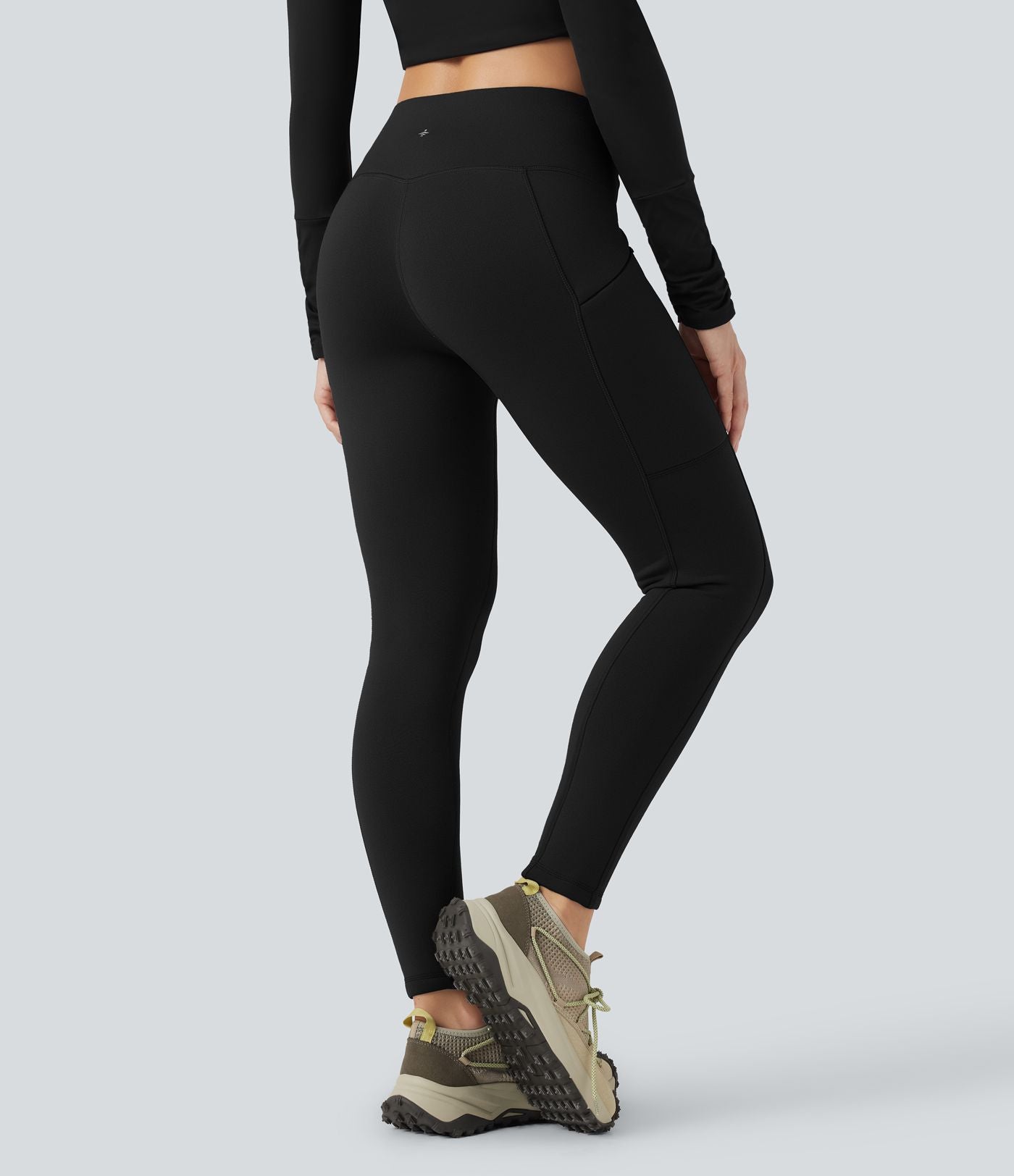 Legging de randonnée 7/8 en molleton taille haute avec cordon et poche