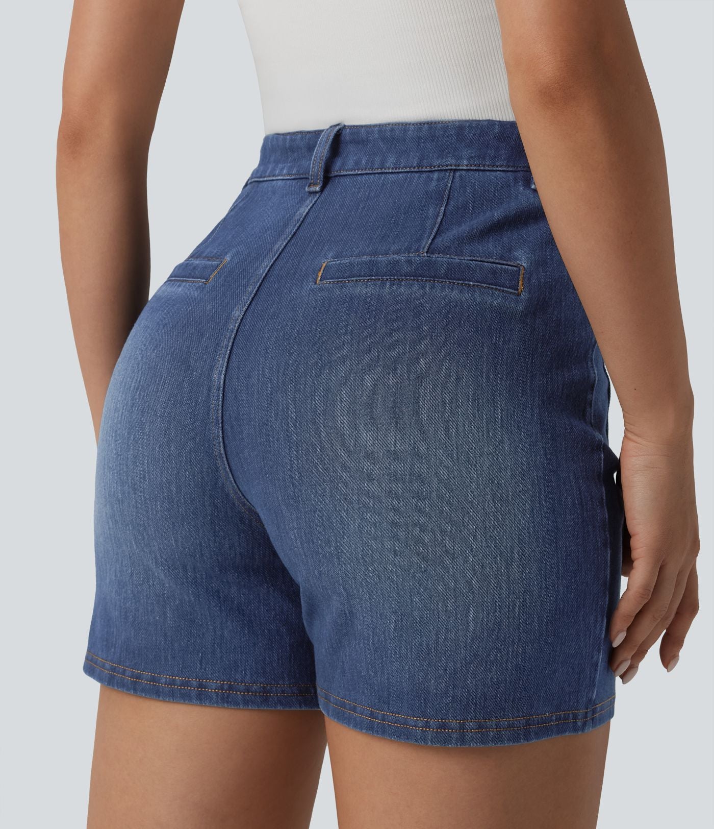 Short denim décontracté Halara Flex™ délavé taille haute 10 cm avec poches