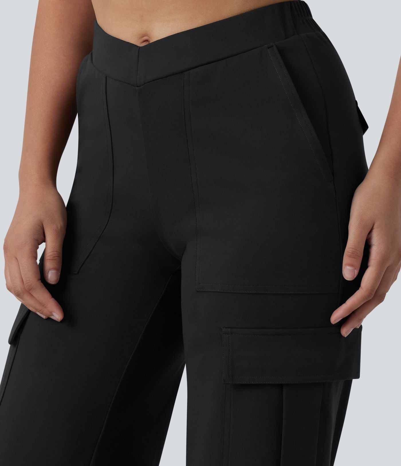 Pantalon cargo DayStretch casual large taille haute en V avec poches