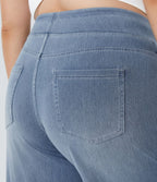 Halara Flex™ Jeans Larges Casual Taille Haute Multiples Poches Lavés Élastiques et Tricotés Grande Taille
