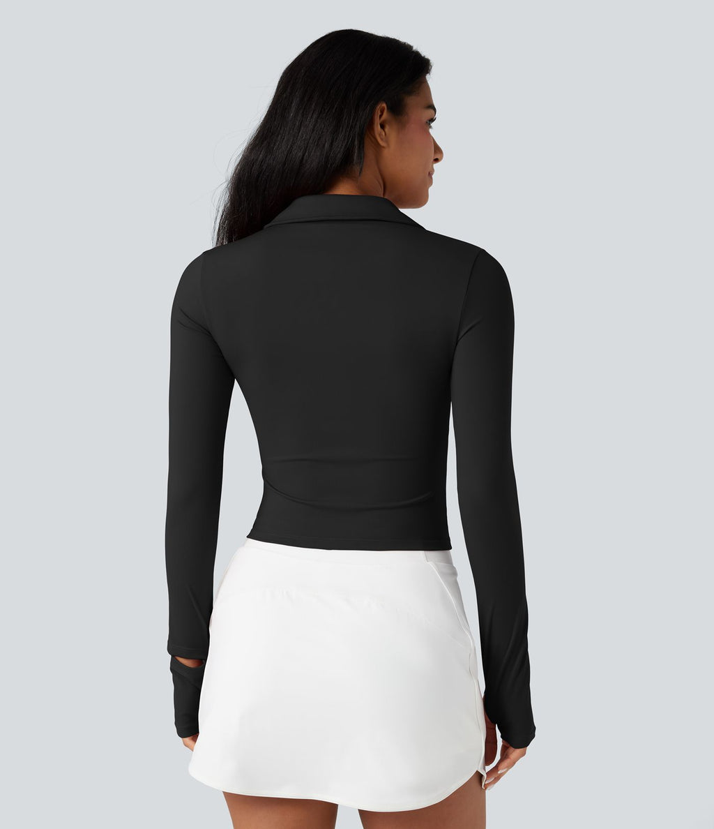 Haut de sport yoga SoftlyZero™ Airy col rond manches longues effet frais InstantCool avec passe-pouces, protection solaire UPF50+