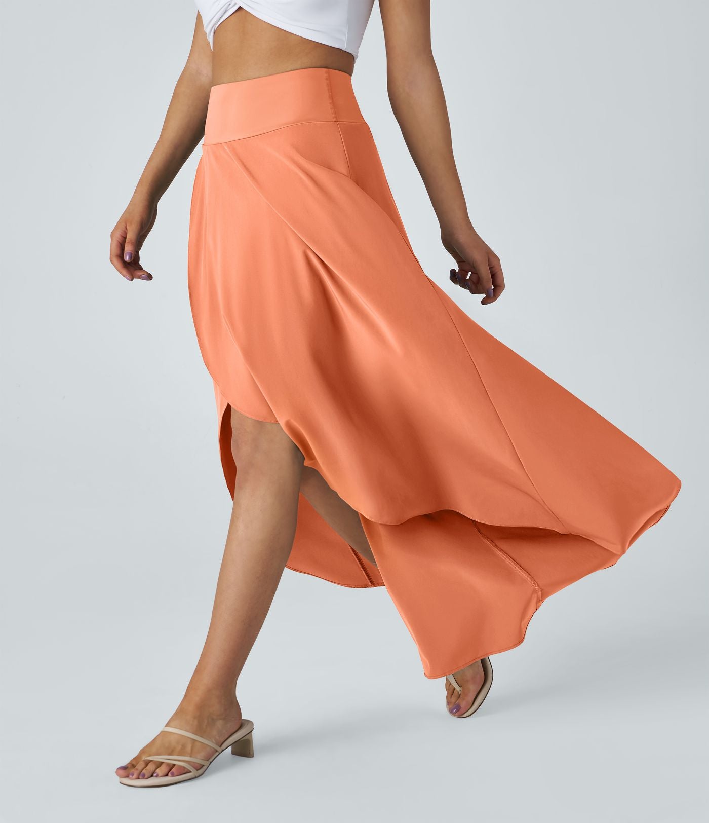 Jupe Longue Casual Breezeful™ Taille Haute à Volants 2en1 Fluide Sèchement Rapide Quotidien Maxi