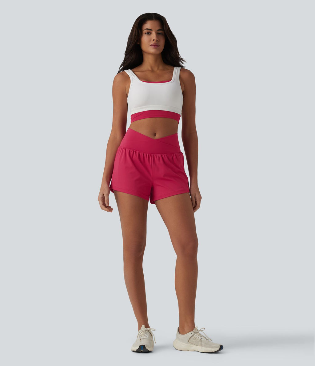 Short de yoga 2-en-1 SoftlyZero™ Airy croisé taille haute 7,5 cm effet frais InstantCool avec poches