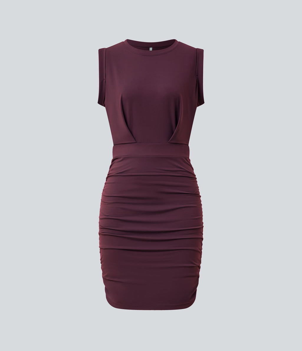 Robe mini moulante soirée col rond sans manches froncée effet frais InstantCool SoftlyZero™ Airy