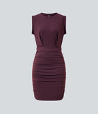 Robe mini moulante soirée col rond sans manches froncée effet frais InstantCool SoftlyZero™ Airy