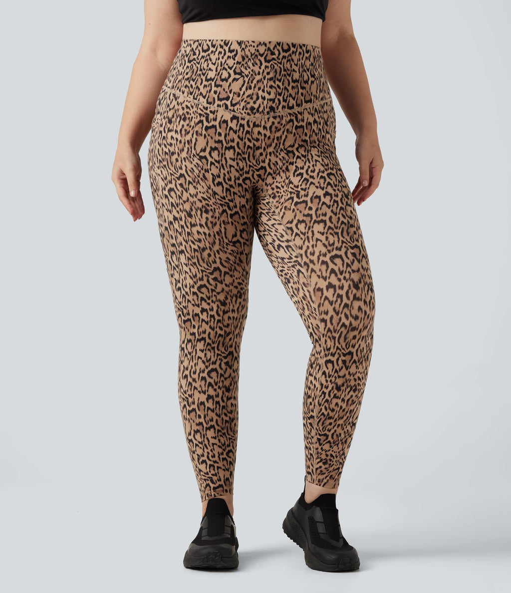 Legging de yoga grande taille Halara UltraSculpt™ taille haute gainant imprimé léopard avec poches