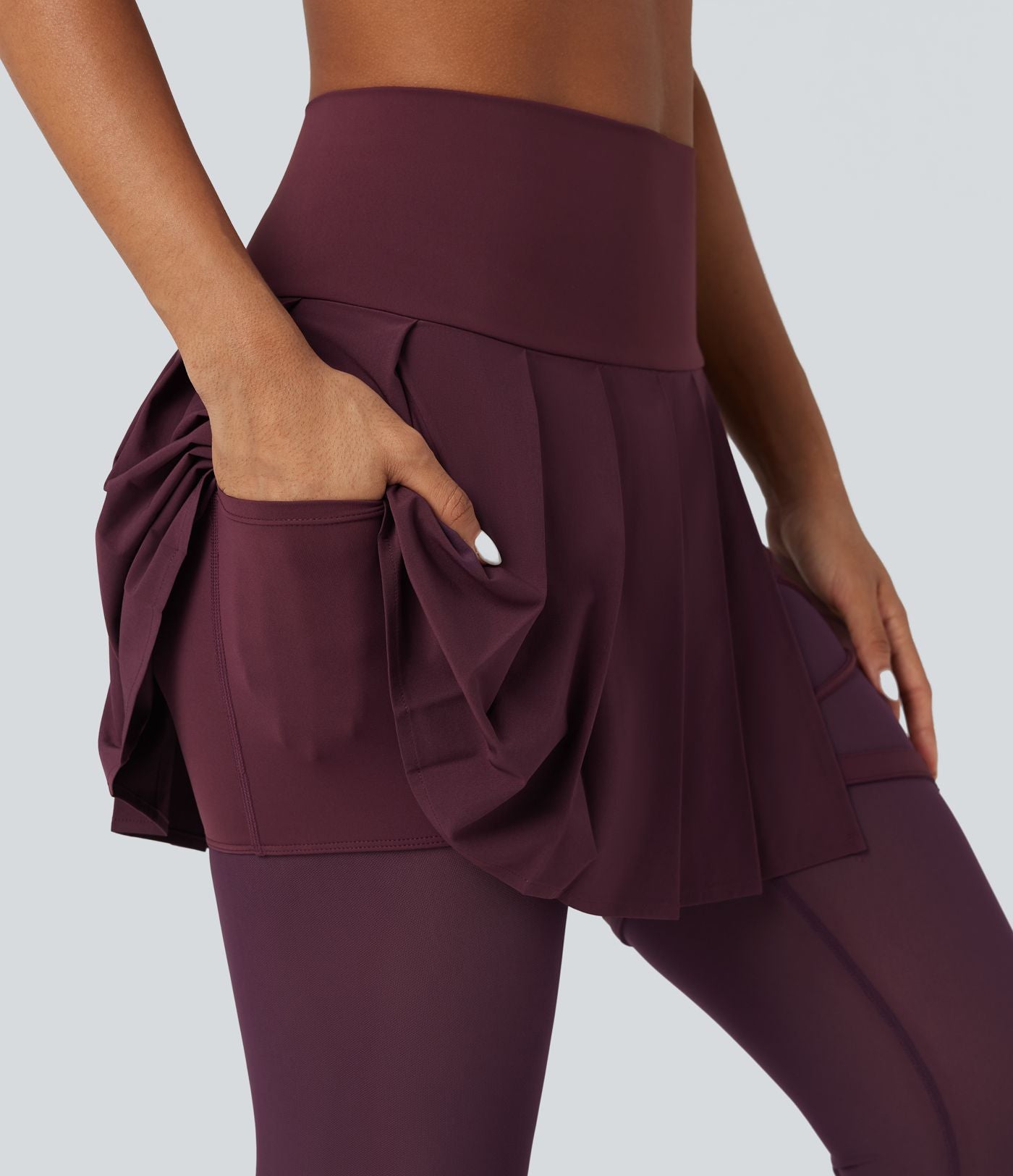 Legging à jupe étrier danse Breezeful™ 2-en-1 taille haute plissé résille contrastante séchage rapide avec poches