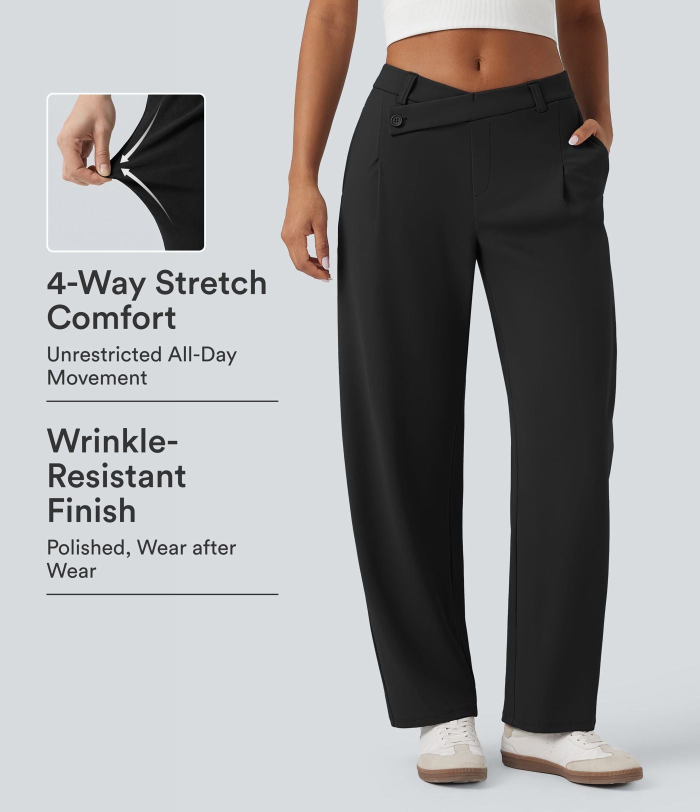 Pantalon tailleur fuselé asymétrique taille moyenne Halara Flex™ DayStretch avec poches
