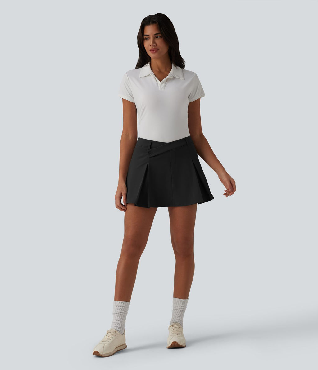 Jupe mini de golf plissée 2-en-1 DayStretch asymétrique taille mi-haute avec poches