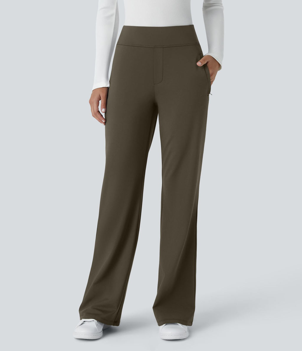 Pantalon tailleur évasé taille mi-haute Halara Flex™ DayStretch avec zip latéral et poches