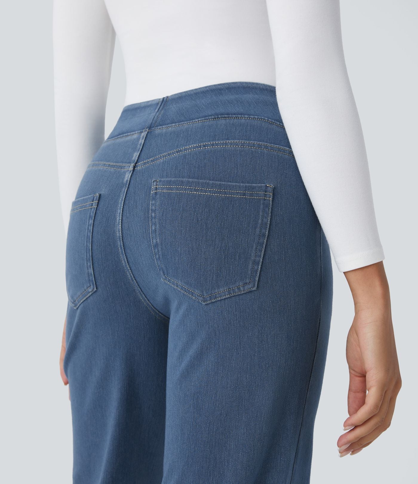 Halara Flex™ Jean Droites Travail en Maille Extensible Taille Haute Plusieurs Poches