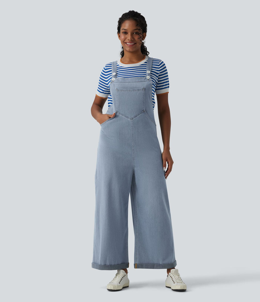Halara Flex™ Salopette en denim coupe large avec poches